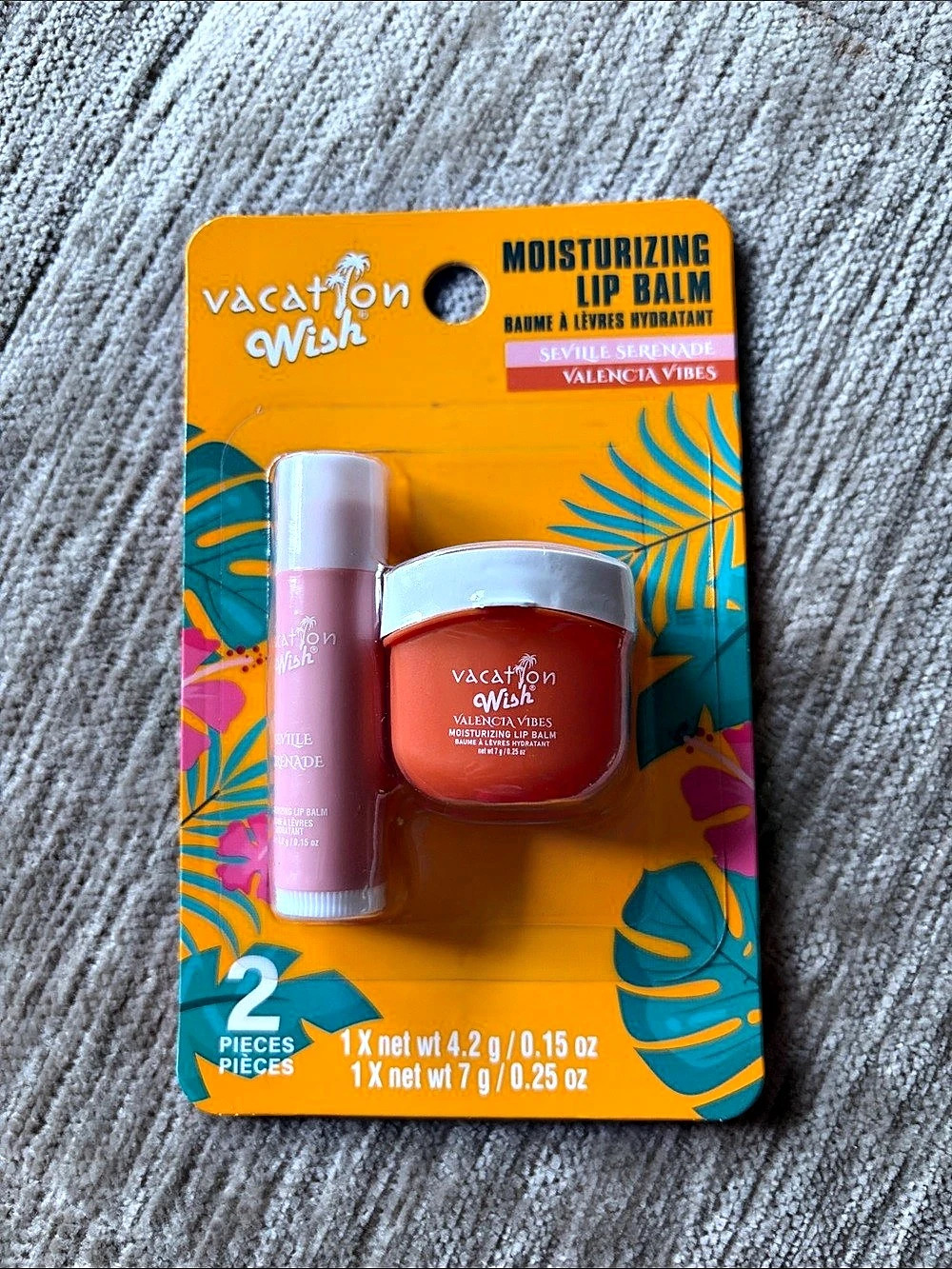NEW Vacation Wish Moisturizing Lip Balm Seville Serenade Valencia Vibes 2-Piece